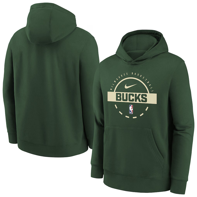 Men's Milwaukee Bucks Hunter Green 2025/26 Practice Club Pullover Hoodie